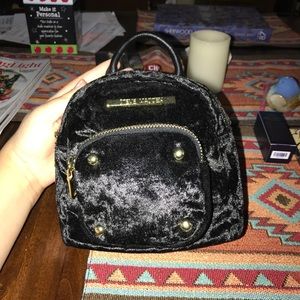 Steve Madden black velvet mini backpack